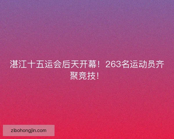 湛江十五运会后天开幕！263名运动员齐聚竞技！