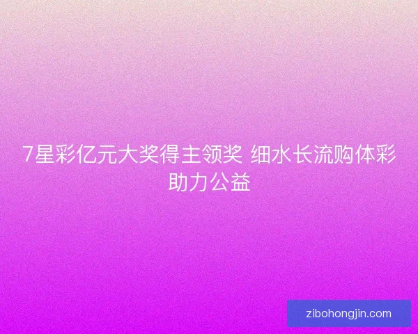 7星彩亿元大奖得主领奖 细水长流购体彩助力公益